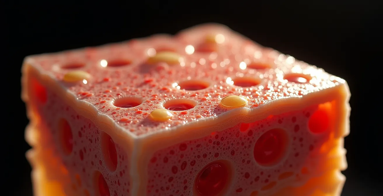 Vue microscopique détaillée des couches de l'épiderme montrant la structure de la barrière cutanée